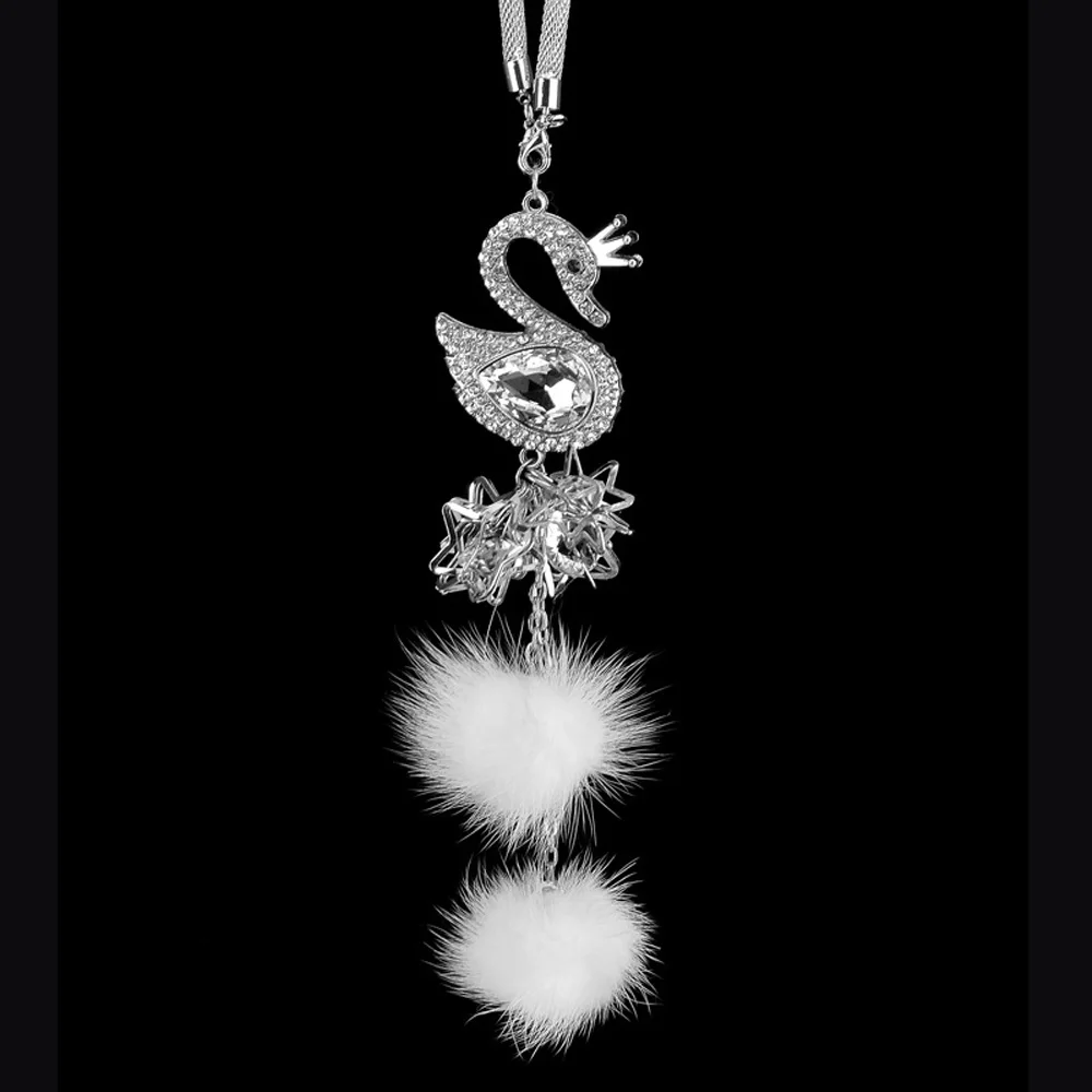 Beautiful Silver Swan Car Auto Rearview Mirror Hanging Ornament Car Pendant Car Accessories Decoration