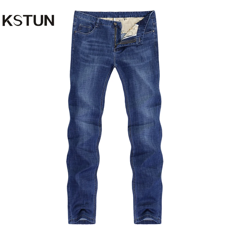 KSTUN Jeans for Men Summer Ultrathin Business Casual Straight Dark Blue Regular Fit Soft Men's Clothes Businessman Denim Pants KSTUN Jeans for Men Summer Ultrathin Business Casual Straight Dark Blue Regular Fit Soft Men's Clothes Businessman Denim Pants