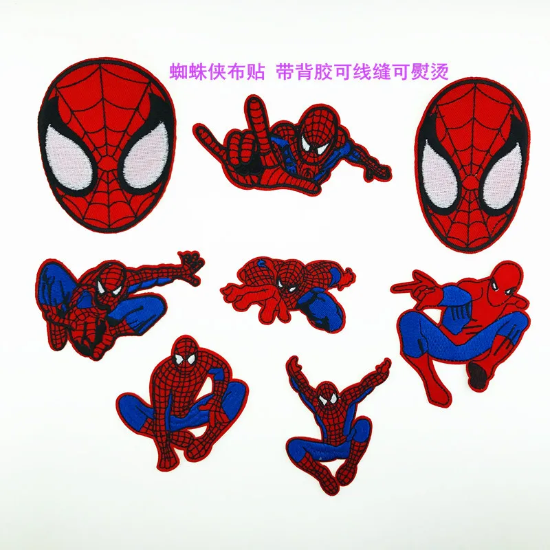 

20pcs/lot Spider Man Cartoon Embroidery Kids Patches Clothing Jeans Decoration Applique Iron Heat Transfers for Clothes