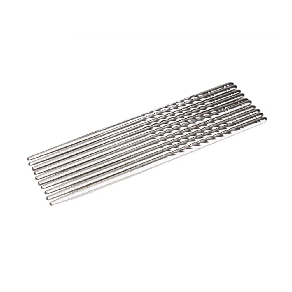 5 par/set portátil de acero inoxidable Durable Anti-skip hilo estilo palillos deportes al aire libre Camping senderismo Picnic vajilla