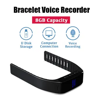 

8GB Bracelet Mini Voice Recorder Gravador De Audio Smallest Digital Dictaphone Watch Activated Recording Device MP3 Player Espia