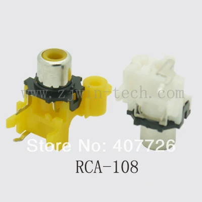 

(4PCS/PACK) High quality White 90degree RCA Female Stereo audio Jack AV Audio input socket Connector one hole RCA-108K