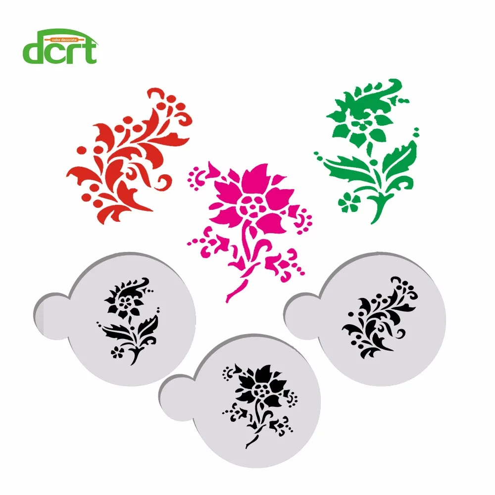 3Pcs Cookie Cake Stencil Flower Design Decorating Coffee Candy Stencils Fondant Tools Mold Set | Дом и сад