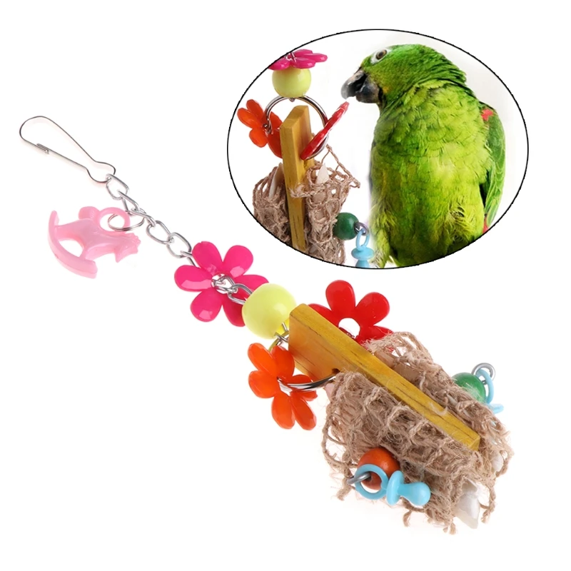Bird Parrot Cage Hanging Toys Cuttlebone Wood Chewing Toy in Bird Toys from Home & Garden on