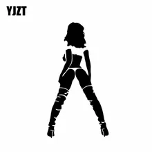 YJZT 7.1*13.2CM Hot Cool Girl Sexy Preto/Prata Etiqueta Do Carro Decalques de Vinil Cobrindo O Corpo Manufatura Hábil C20-0249