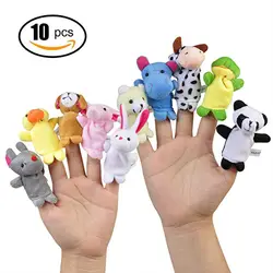 10 шт родитель-ребенок история Игрушки пальчиковые куклы для детей ясельного возраста с рисунком Животные символов Игрушки для детей
