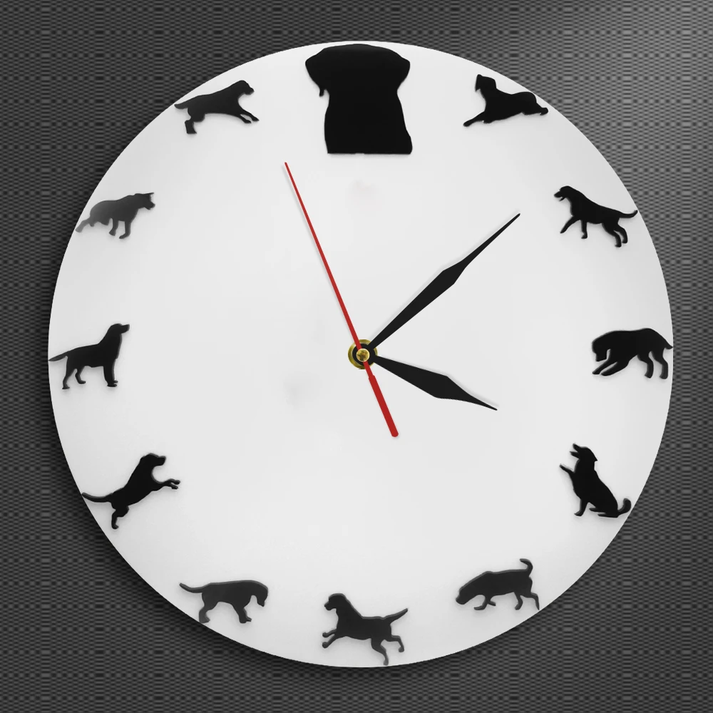 1Piece Dog Wall Clock Different Pose Dogs Pet Lovers Gift Pugs Decorative Clock Kids Room