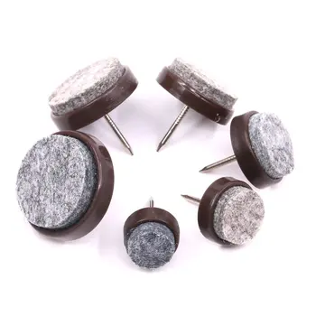 

20mm Dia Brown Felt furniture Sofa Chair Leg Nonslip Screw Floor Silver Anti-skid Pad Nail Protectors 50pcs