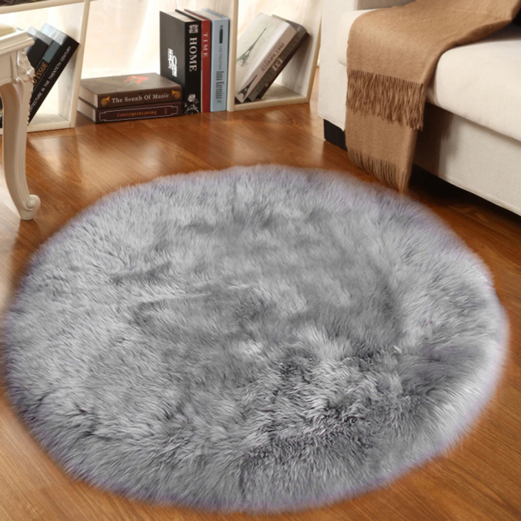 2PCS Faux Wool Area Rug Meditation Yoga Seat Cushion Floor Mat Kids Play Mat