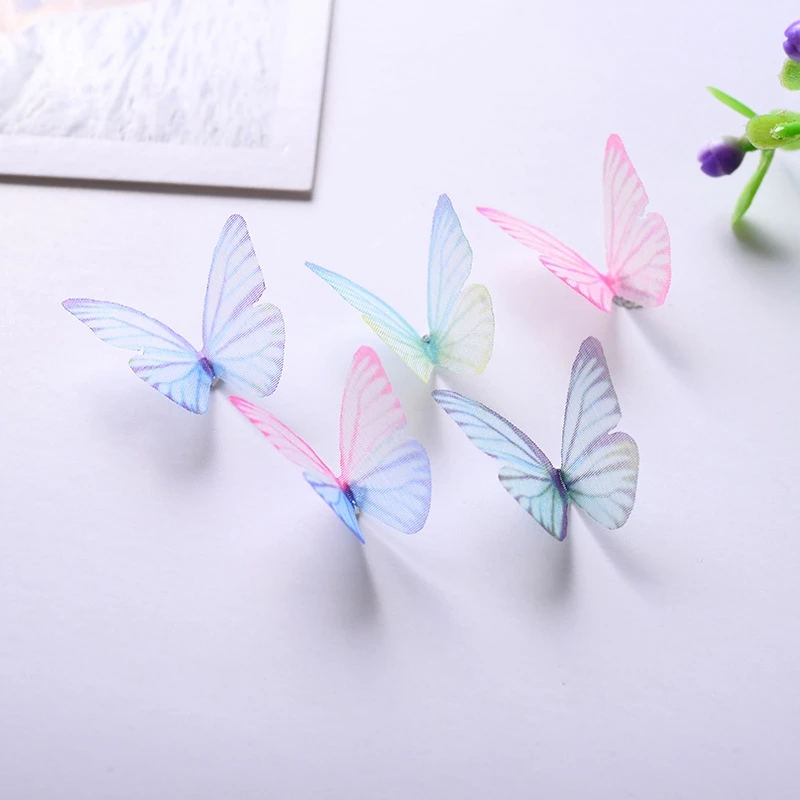 

10Pcs/set New Color Glitter Simulation Cloth Butterfly 3D Metal Alloy 3cm Nail Art Decoration/Charms/Studs Nails 3D Jewelry