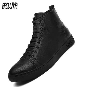 

Autumn New Men Casual Shoes High Quality Leather Male Ankle Boots Hip-hop Men Moccasins Shoes Waterproof Man Motorcycle Boots