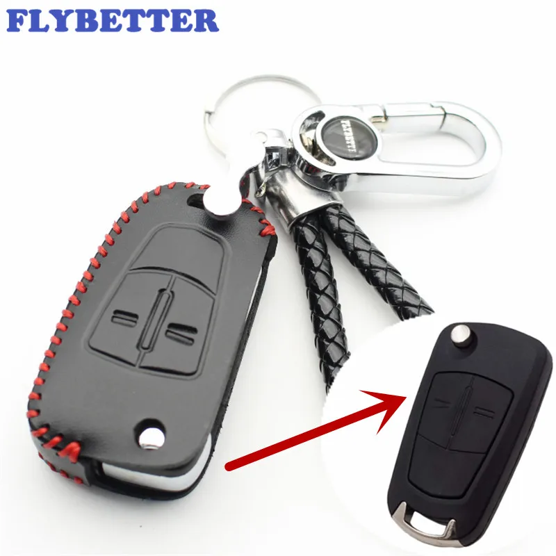 FLYBETTER чехол для ключей из натуральной кожи с 2 кнопками Opel Corsa/Astra/Vectra/Zafira/Signum Стайлинг автомобиля (B) L183|Футляр