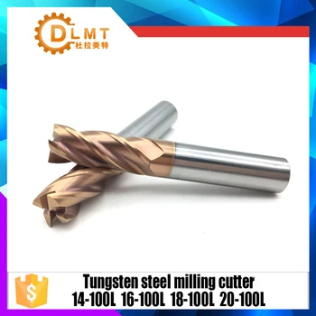 

1pc End Mill Milling Cutter For metal 4 Flutes Tungsten solid carbide cnc Flatted mill Straight Shank 14mm 16mm 18mm 20mm HRC60