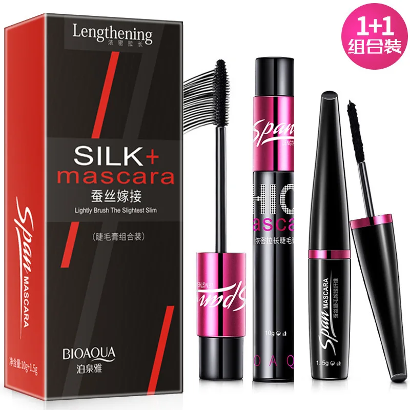 

BIOAQUA Brand 2 in 1 false eyelashes + Mascara 3D Fiber Makeup eyelashes Lengthening mascara Volume Express Maquiagem Eyelash
