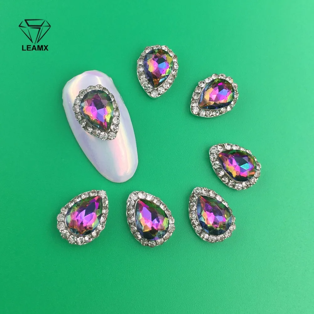 

LEAMX 10pcs Pack Rhinestone Nail Decoration 120pcs Diamond Cutting Flat Bottom Resin Manicure Nail Art Decorations in Wheel