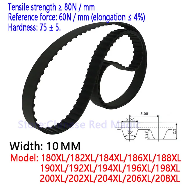 Новый 180/182/184/186/188/190/192/194/196/198/200/202/204/206/208 Ремень ГРМ размера XL ремень 0,39 дюйма (10 мм) ширина резиновые неразъёмная застёжка-петли для ремня