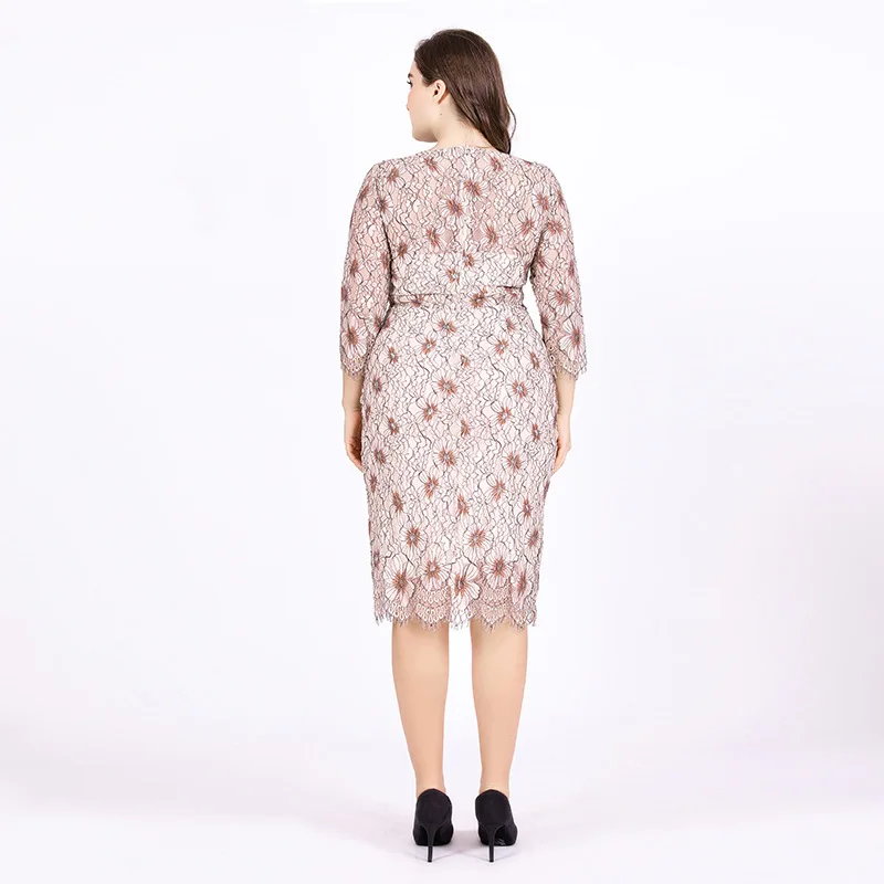 Женское платье большого размера 4XL 5XL женское цветочное кружевное платье Vestidos Verano Платья офисные женские туфли элегантное облегающее платье