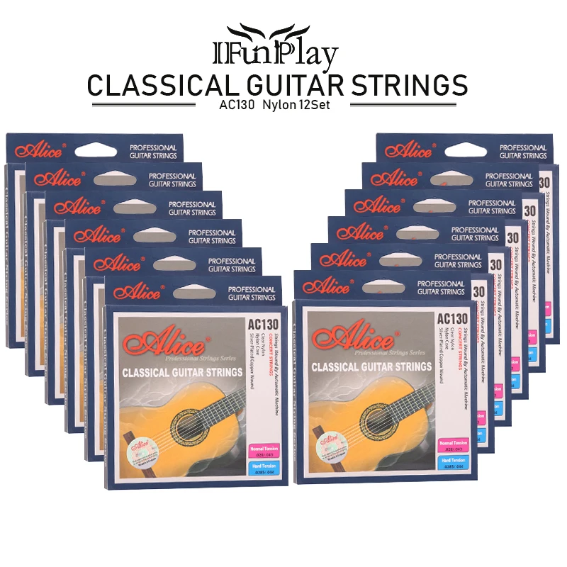 12set Classical Guitar Strings Clear Nylon Silver plated Copper Wound
