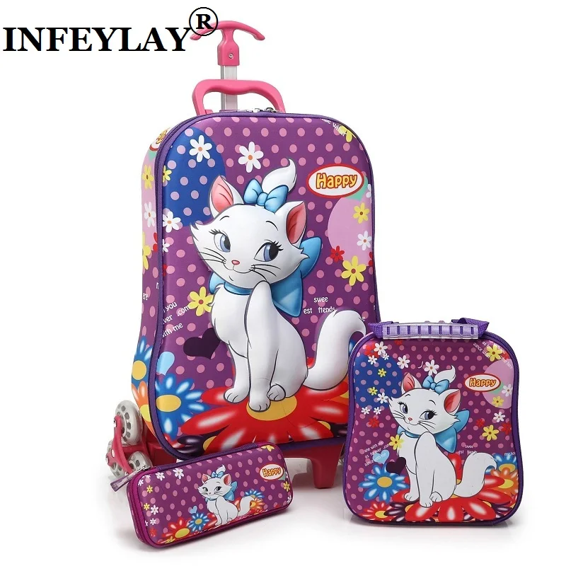 Brand 3D boy anime trolley case kids Climb the stairs luggage Travel rolling suitcase girl cartoon Pull rod box child pencil box new fashion style cute toy motorcycle shape kids children rolling luggage boy and girl trunk trolley case travel box suitcase