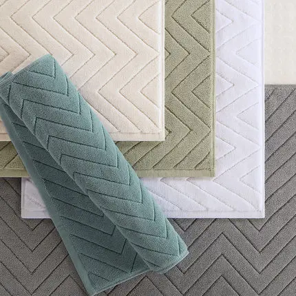 

White Hotel Plaid Cotton Striped Floor Towels Bathroom Mat Carpet Absorbent Non-slip Carpets Step Foot Pad Toilet Rugs Machine