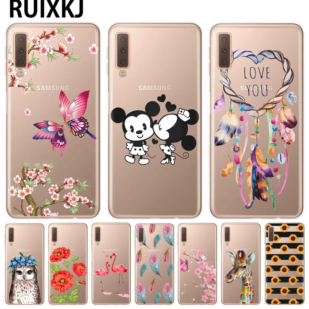 

Cartoon Cat Pattern Soft Silicone Phone Case Cover For Samsung Galaxy S6 S7 Edge S8 S9 S10 Plus S10E S10+ M10 M20 Flower Coque