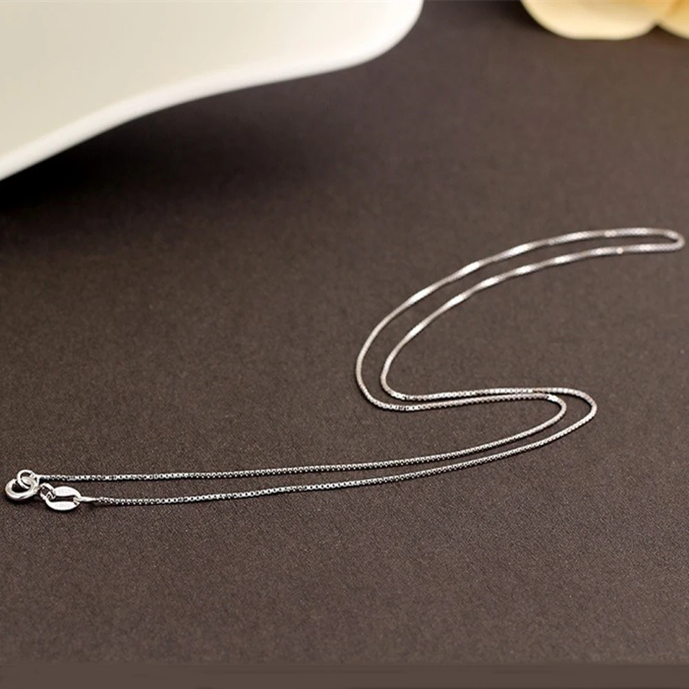 50pcs Fashion Real Pure 925 Sterling Silver Stamp Chain Box Necklace 16