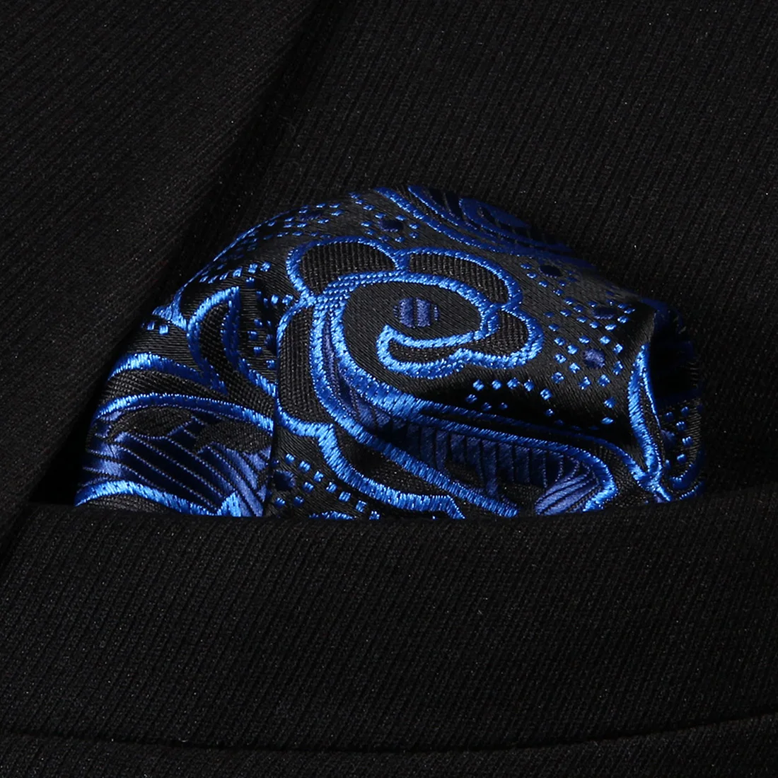 

HP819B Blue Black Paisley Men 100% Silk Party Handkerchief Pocket Square Hanky