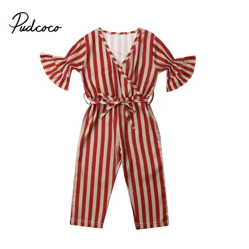 

Hot Sale 2019 Lovely Kids baby girl clothes Romper Infant bebe stripe long pants Cotton cute Rompers Playsuit children Clothes