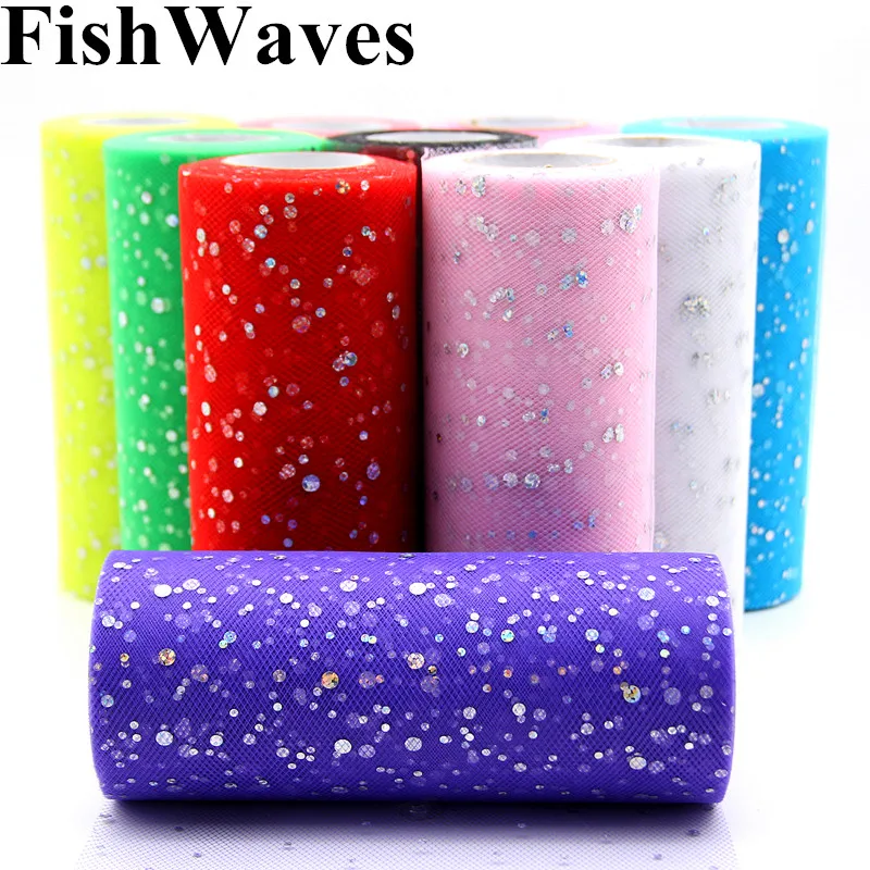

25Yard*15cm Organza Glitter Sequin Tulle Roll Gauze Wedding Decor Spool Tutu Skirt DIY Craft Birthday Party Supply Accessories