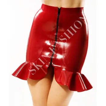 

Free shipping !! Women front zipper tight latex miniskirt