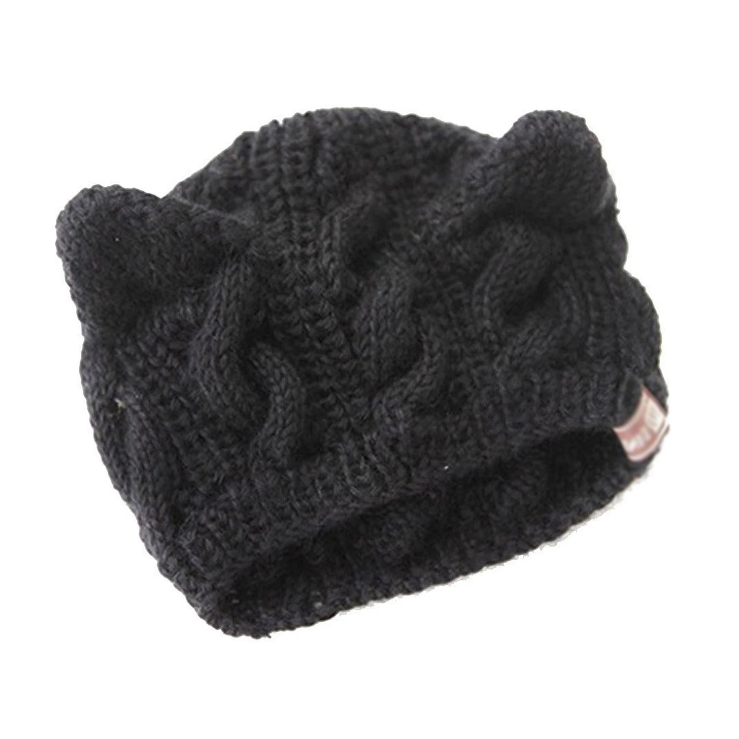 

Women Devil Horns Cat Ear Crochet Braided Knit Ski Wool Hat Cap,Black