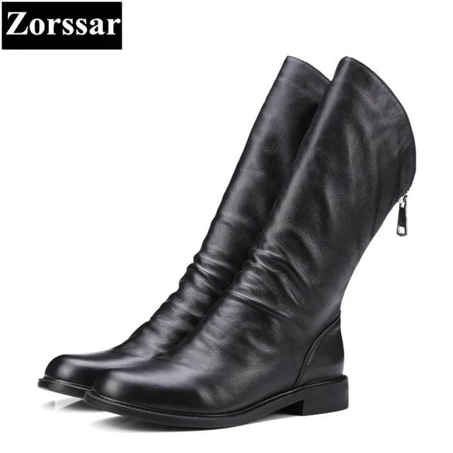 womens leather boots flat heel