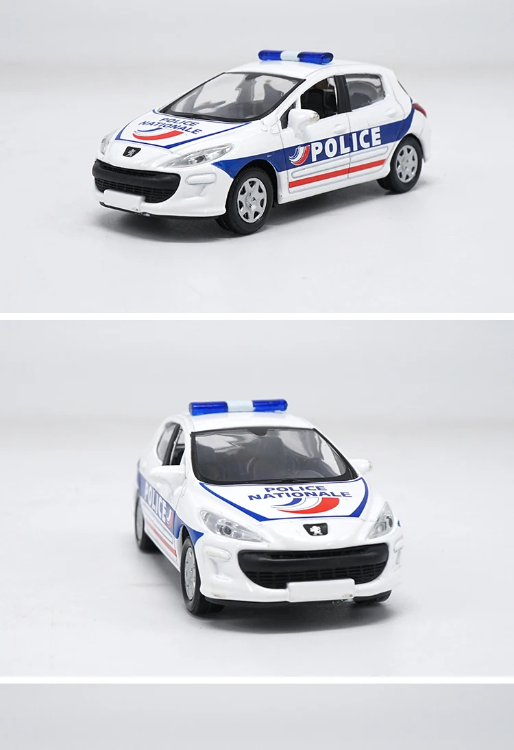 Высокая модель автомобиля из 1:43 сплава peugeot 308 Swat Cop, игрушки для автомобилей из металла, Коллекция игрушечных автомобилей