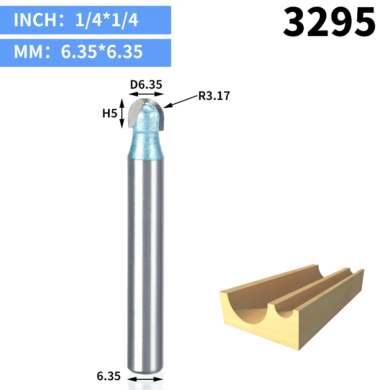 HUHAO 1 шт. 1/" 1/4" хвостовик двойная фреза для отделки кромки биты для дерева промышленного класса Коув коробка бит деревообрабатывающий Концевая мельница miiling cutter - Длина режущей кромки: 3295
