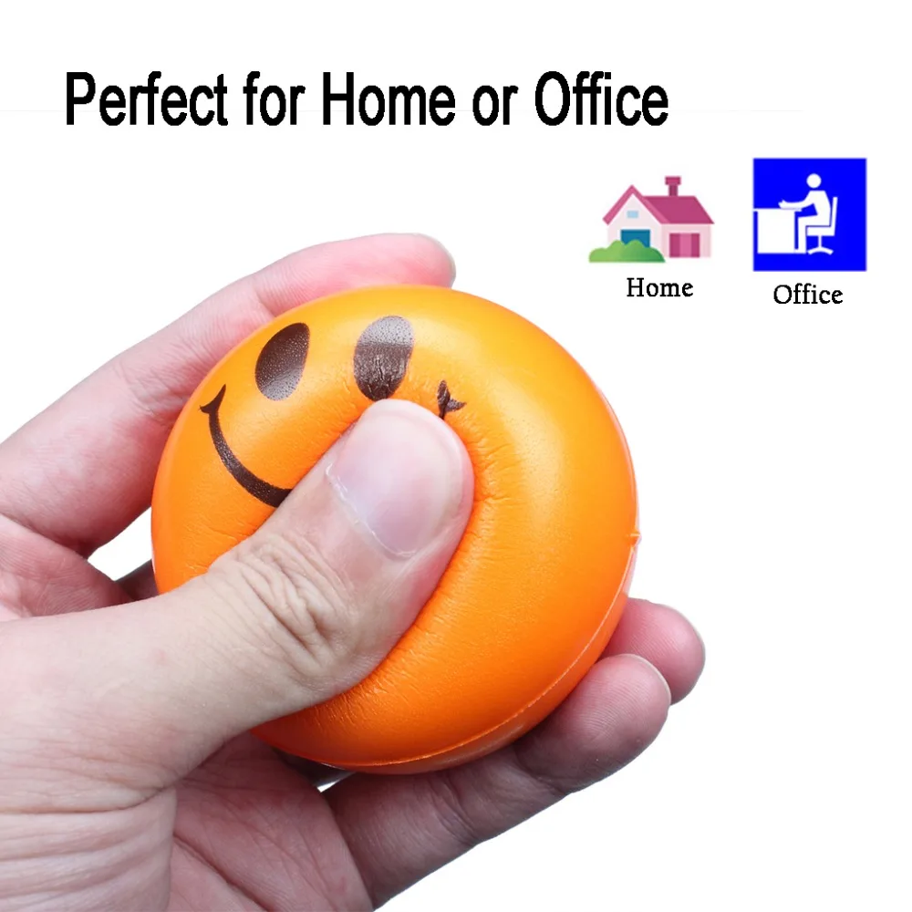 Happy Smile Face Bouncy Relaxable Squeeze Ball Stress Relief Have Fun Toy  Set Of 12Pcs (1)