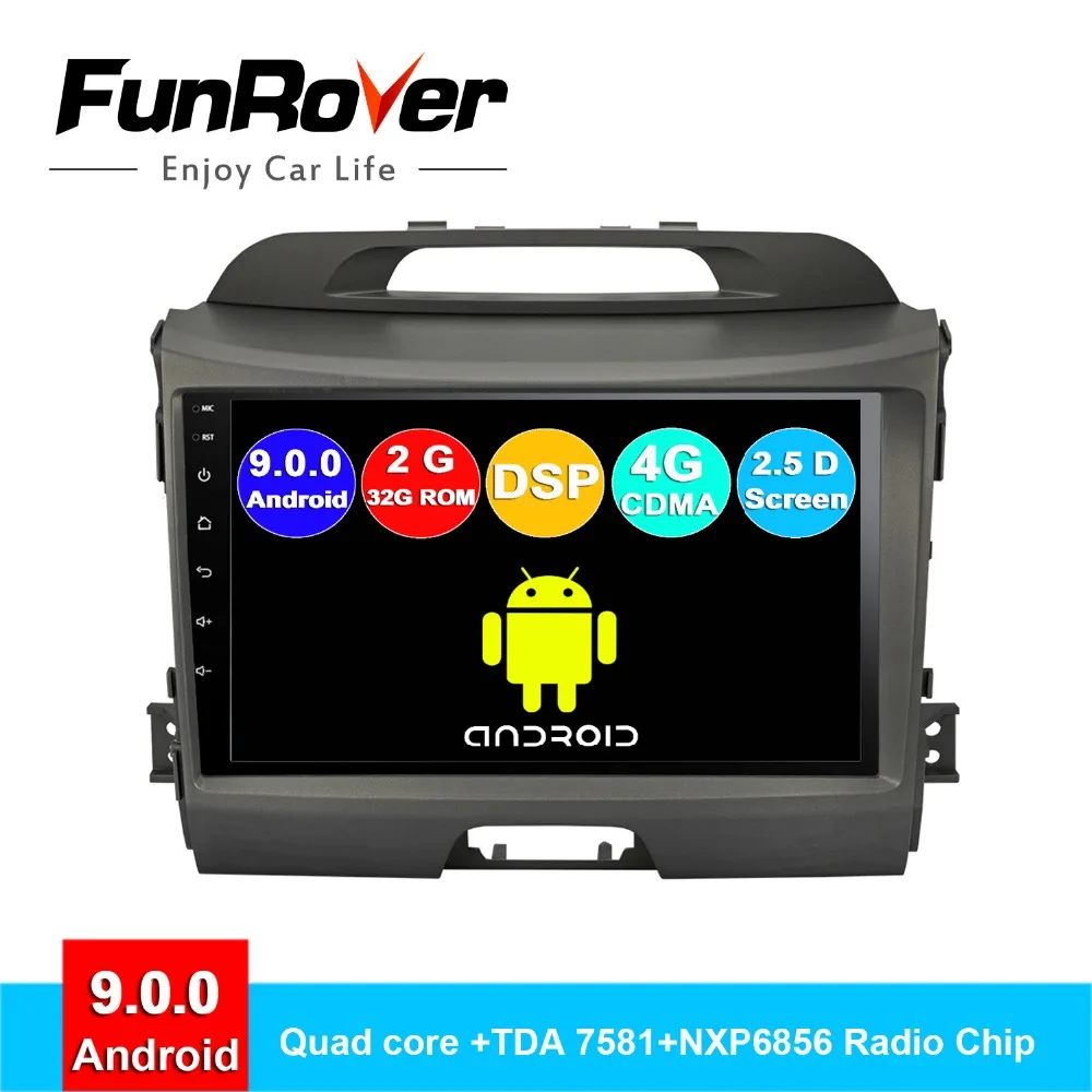 Excellent FUNROVER android 9.0 2 din car radio player for kia sportage 3 4 2010-2015 dvd gps navigation navi stereo multimedia DSP 2.5D BT 0