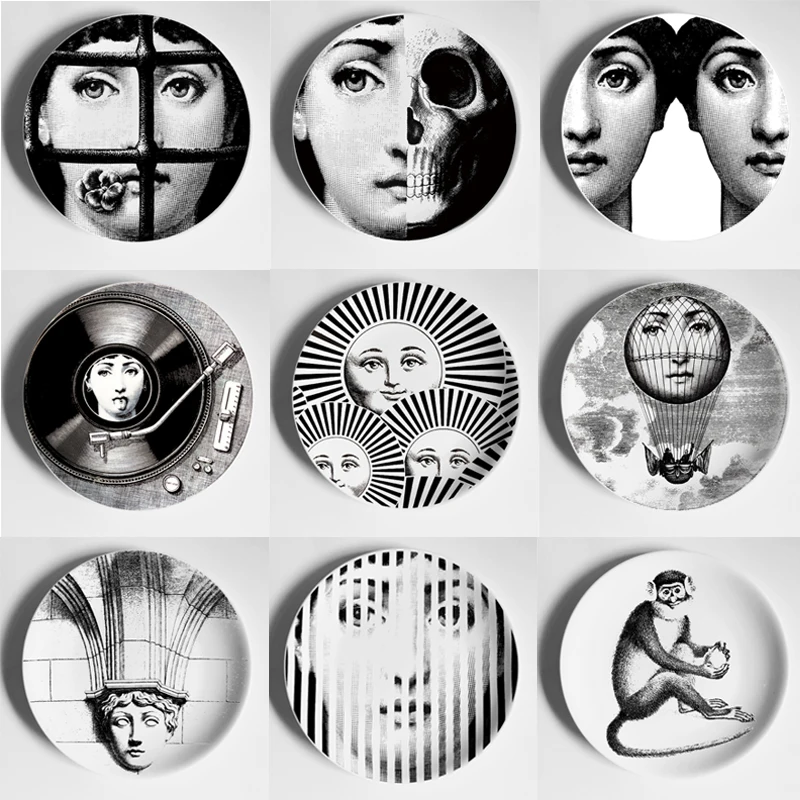 6/7/8 Дюймов Мода из Милана, Fornasetti таблички дома декоративная тарелка Декор на стену посуда арт фарфоровое блюдо украшение дома