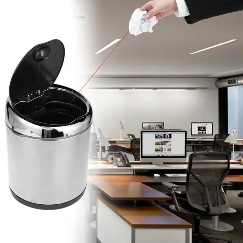 

6L Smart Trash Bin Wireless Stainless Steel Automatic Sensor Dustbin Rubbish Waste Bin Trash Can Battery Powered Waste Bins