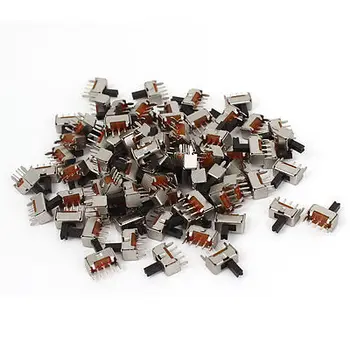 

100pcs ON/OFF 1P2T 3-Terminals DIP Through Hole Horizontal Slide Power Switch SS12D07