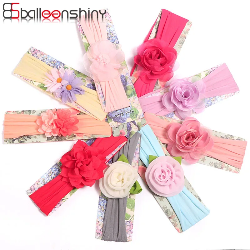 

Balleenshiny Flower Wide-brimmed Elastic Hair Band New Flower Baby Girls Hair Accessories Polyester Organza Flower Headband