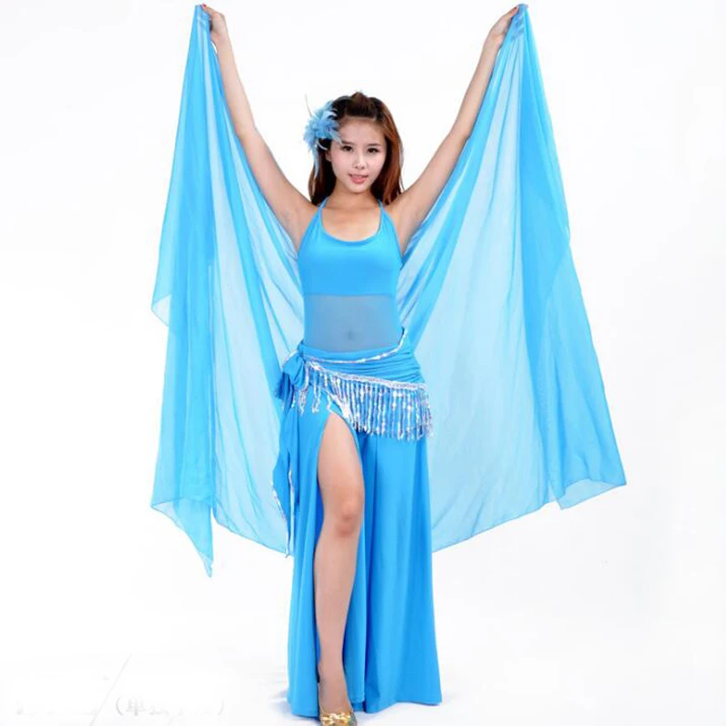 

wholesale Rectangular Chiffon Belly Dance Scarf Veils long Oriental Dance Hand-Scarf for Stage Performance 13 colors available