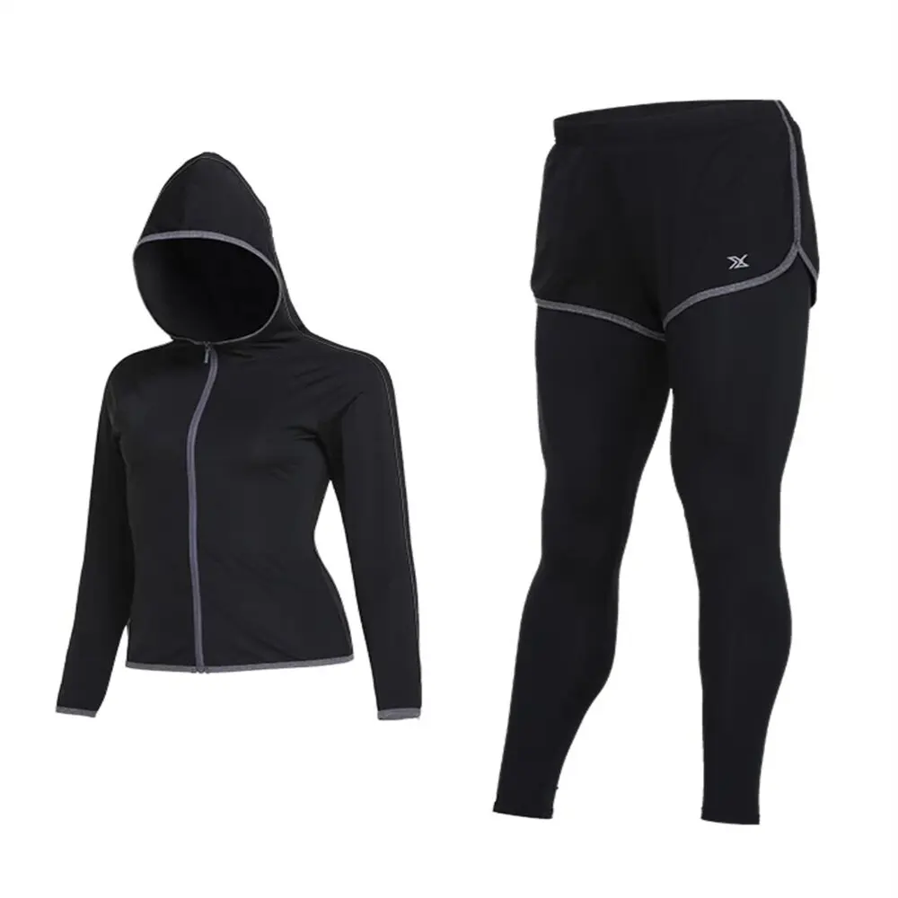 Vansydical спортивные костюмы Для женщин Фитнес Йога комплект спортивная одежда для бега быстросохнущая для бега Спортивная одежда 2 шт - Цвет: TC2833 dark gray