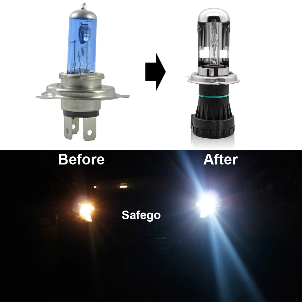 Safego AC 12V H4-3 xenon H4 набор для биксенона hid H4 hi lo High Low 6000K 8000K 4300K 5000K 35W BI-XENON H4 Bi xenon H4 hid xenon kit