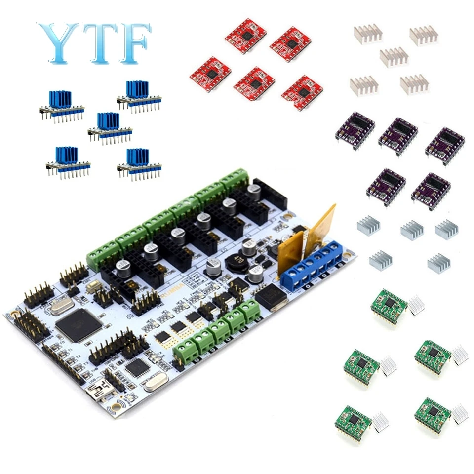 3d принтер Hotend латунь многоцветный сопла управления наборы мать плата Румба с 6 шт. DRV8825 или A4988 TMC2100 TMC2130 TMC2208
