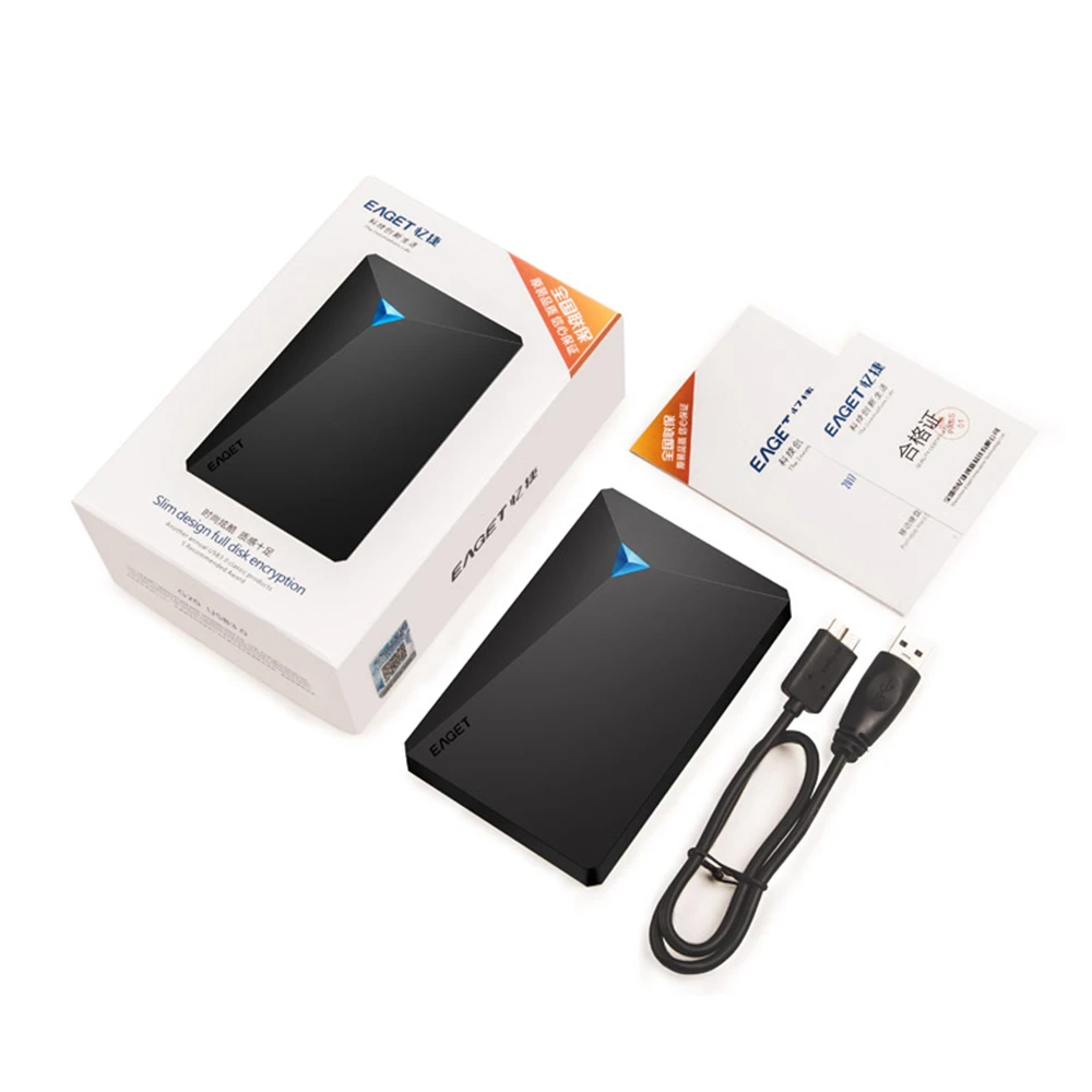 EAGET G20 2.5 inch 500GB 1TB 2TB 3TB Hard Drives High Speed USB3.0 Shockproof Full Encryption External Hard Disk HDD For PC