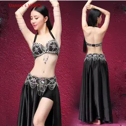2017 Professional новый роскошный Для женщин танец живота костюм бюстгальтер танец живота костюм Для женщин сцены длинная юбка комплект