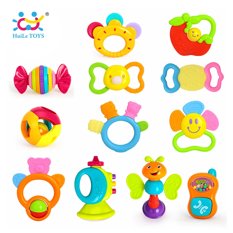 

12pcs/Lot Baby Rattles Plastic Music Novelty Hand Shake Bell Ring Cartoon Teething Toys & Early Learning Educational Toys Rattle