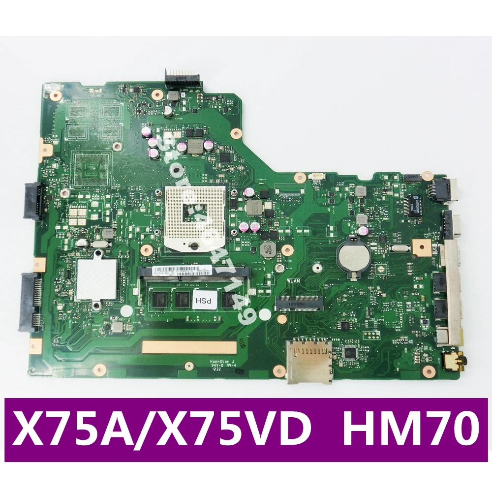  X75A MAIN_BD._4G/AS With 4GB RAM Mainboard HM70 For Asus R704V X75VD X75A X75A1 X75V X75VB X75VC La