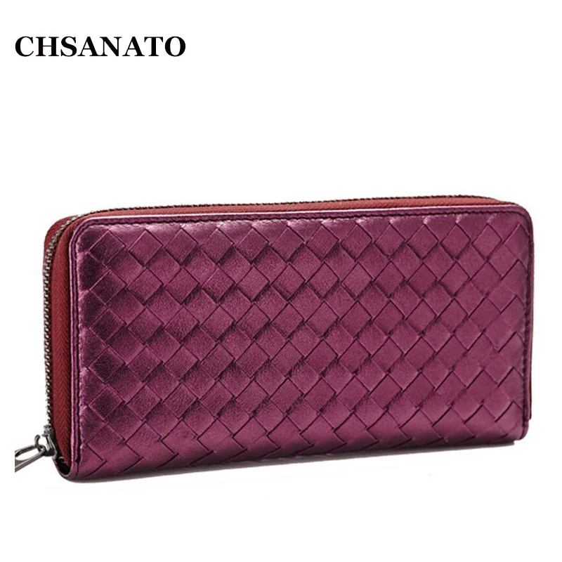 

2018 Designs Genuine Leather wallet +100% sheepskin long zipper Wallet Women's brand purse