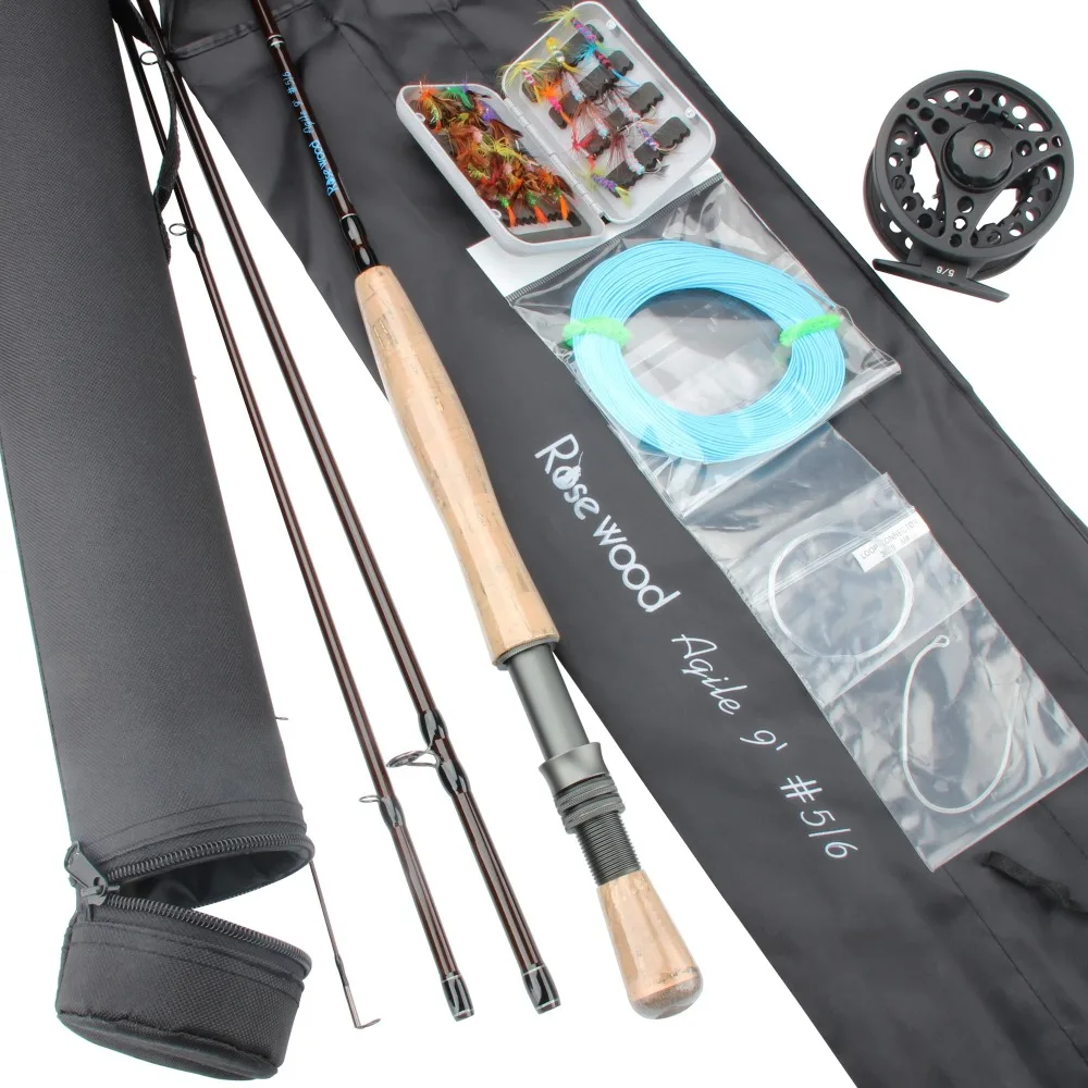 Rosewood Fly Fishing Combo Set Carbon Fiber Fly Fishing Rods 2.7m 5/6